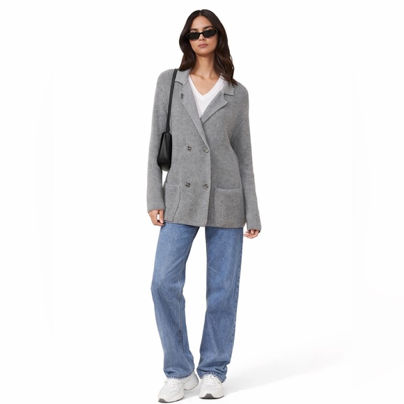 Monrow Sweaters - MONROW Sweater Double Breasted Knit Cardigan Size M Blazer Wool Cotton $285
